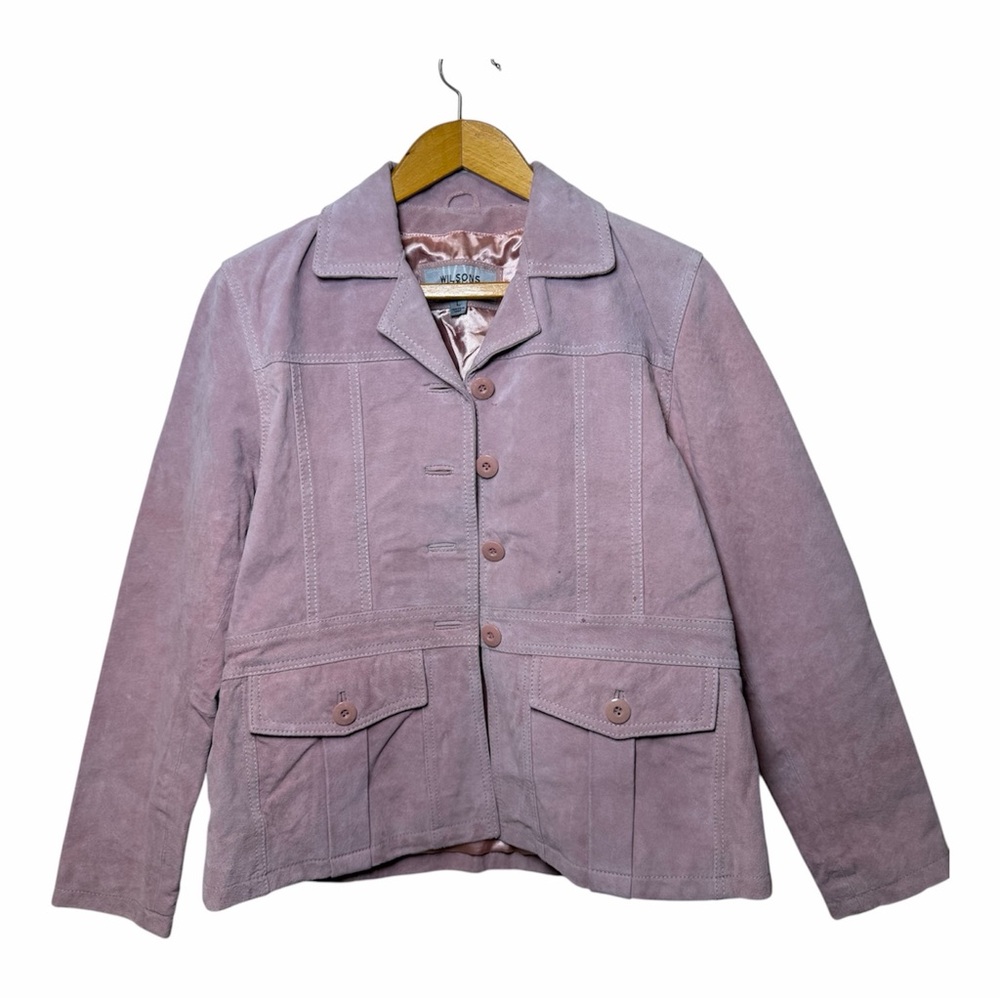 Vintage Pink Suede Leather Jacket Wilsons Maxima L Barbiecore Maximalist Romance